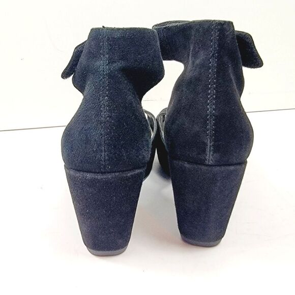 Vagabond Whimisgoth Dark Fairy Peep Toe Black Suede Girlie Ankle Wedge Size 11 - Picture 5 of 12